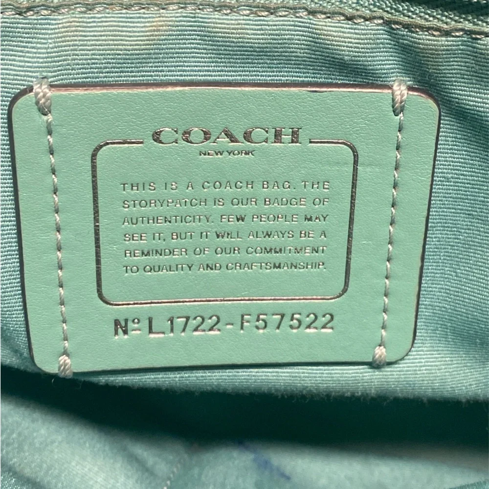 CITY TOTE WITH ZIPPER (COACH F57522) BLUE GREEN/BLACK ANTIQUE NICKEL
